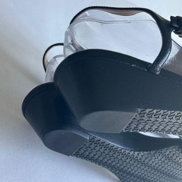 Michael Kors Black Genuine Leather Wedge Sandals size 9.5 - Picture 11 of 16